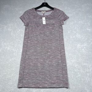 LOFT Dress Womens Size XXSP Pink Short Sleeve Shift Stretch Tweed Spacedye NWT